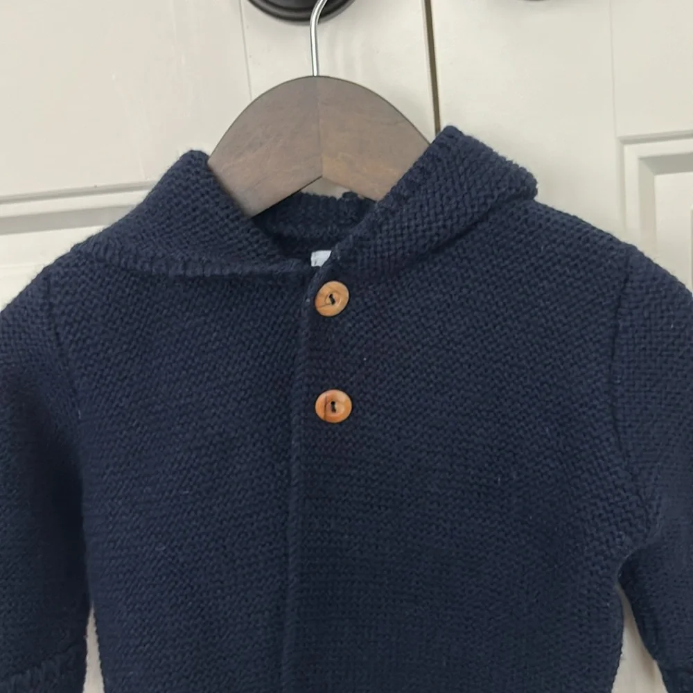 Foque Baby Boy’s Navy Blue Knitted Wool Blend Coat